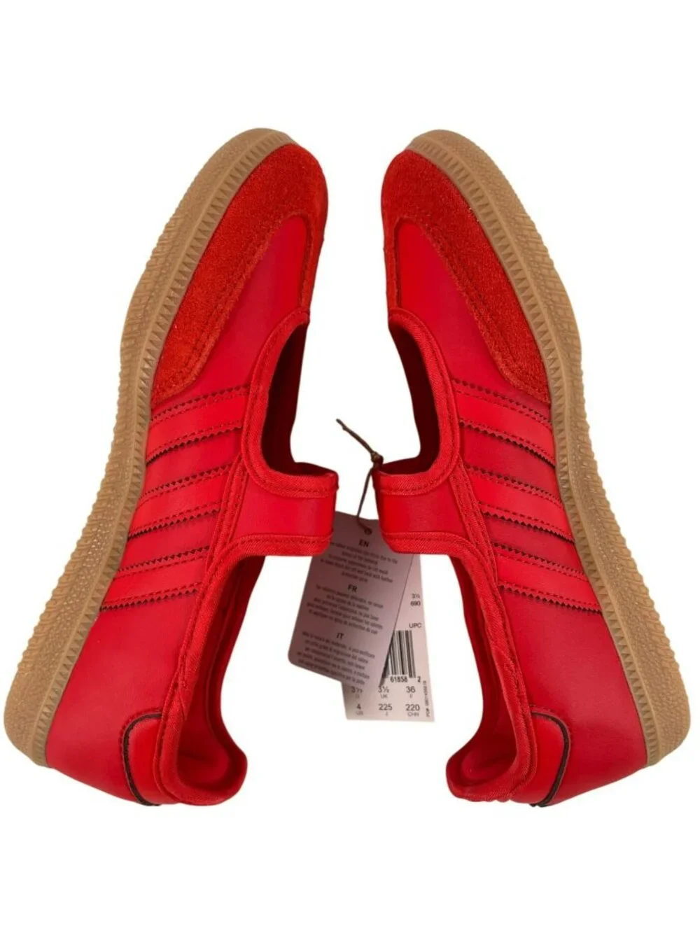 Adidas Samba Jane J Red Shoes Velcro Strap Casual Style KK1435 Kids Size 4 NEW